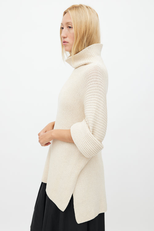 Lauren Manoogian Cream Ribbed Knit Turtleneck