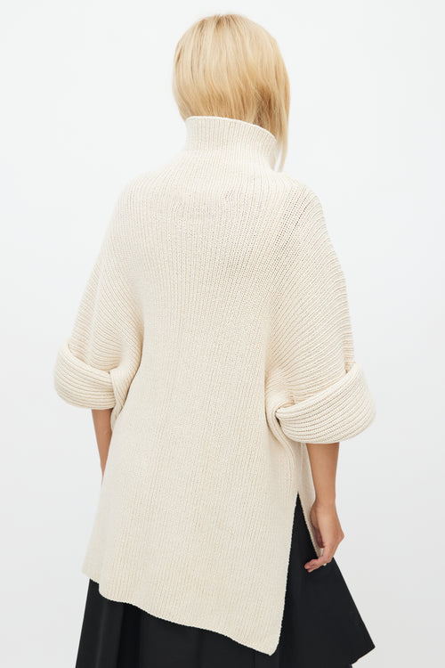 Lauren Manoogian Cream Ribbed Knit Turtleneck