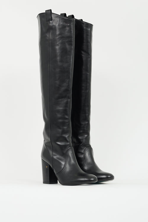 Laurence Dacade Black Leather Over The Knee High Boot