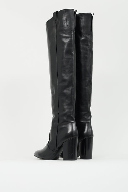 Laurence Dacade Black Leather Over The Knee High Boot