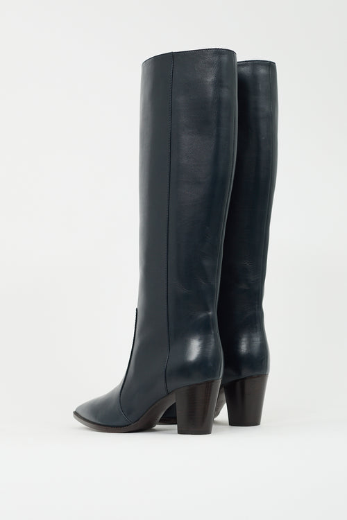 Laurence Dacade Navy Leather Knee High Boot