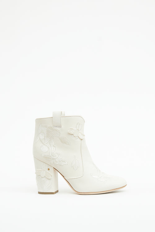 Laurence Dacade White Embellished Western Booties