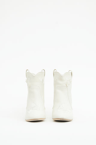 Laurence Dacade White Embellished Western Booties