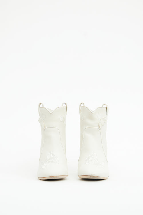 Laurence Dacade White Embellished Western Booties