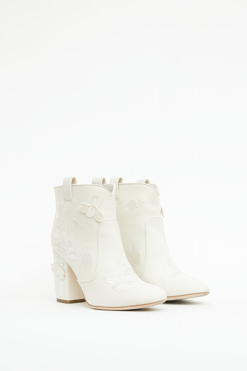 Laurence Dacade White Embellished Western Booties