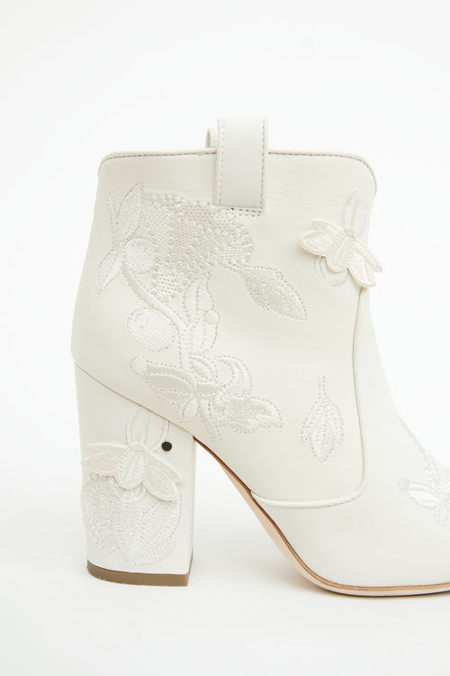 Laurence Dacade White Embellished Western Booties