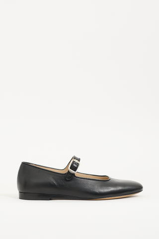 Le Monde Black Leather Mary Jane Flat