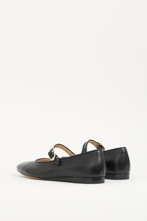 Le Monde Black Leather Mary Jane Flat