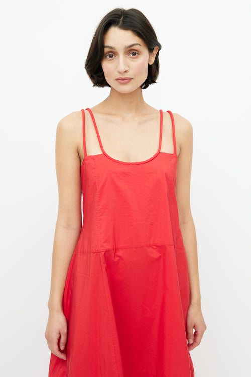 Lee Mathews Red Peony Rope Strappy Dress