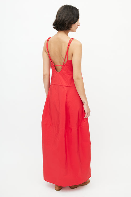 Lee Mathews Red Peony Rope Strappy Dress