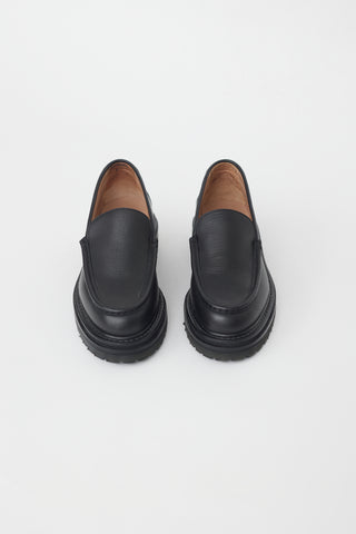 Legers Black Leather Platform Loafer