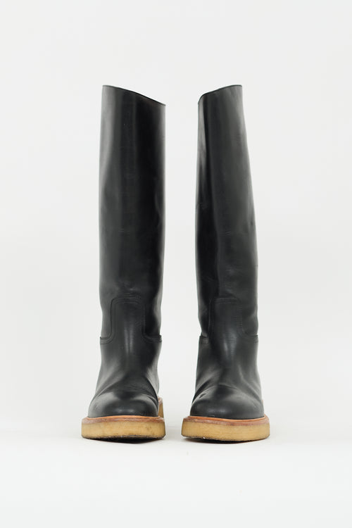 Legres Black Leather 30 Knee High Boot