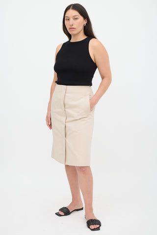 Lemaire Beige Cotton Concealed Button Up Skirt