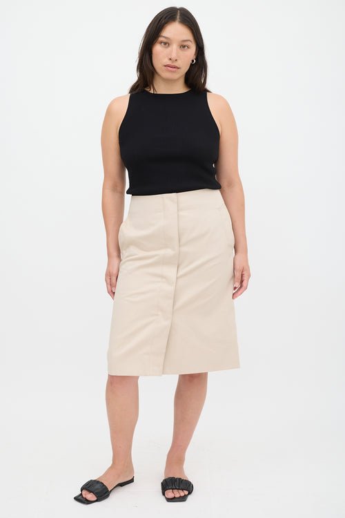 Lemaire Beige Cotton Concealed Button Up Skirt