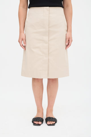 Lemaire Beige Cotton Concealed Button Up Skirt