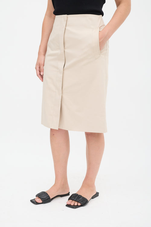 Lemaire Beige Cotton Concealed Button Up Skirt