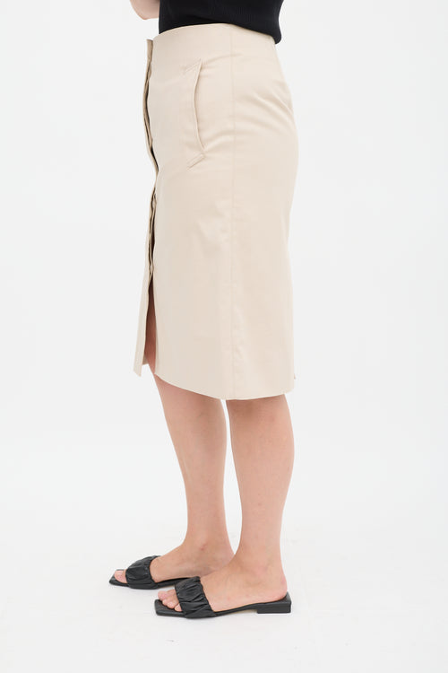 Lemaire Beige Cotton Concealed Button Up Skirt