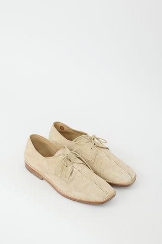 Lemaire Beige Suede Flat Laced Derby