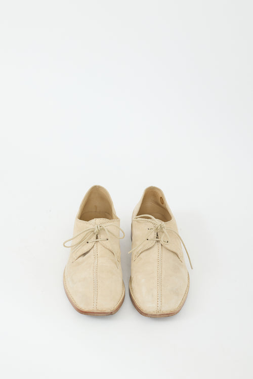 Lemaire Beige Suede Flat Laced Derby