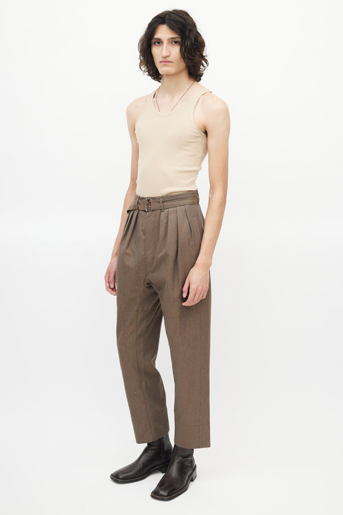 Lemaire Beige Wool Belted Trouser