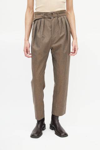 Lemaire Beige Wool Belted Trouser