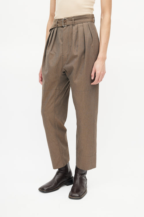 Lemaire Beige Wool Belted Trouser