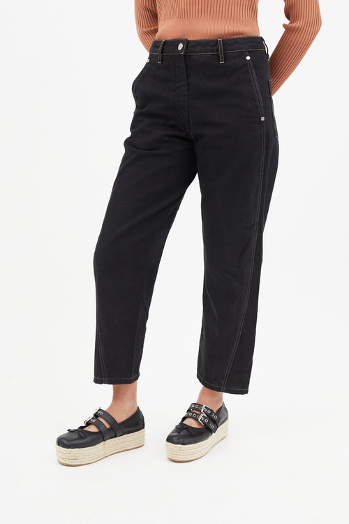 Lemaire Black Contrast Stitch Denim Jeans