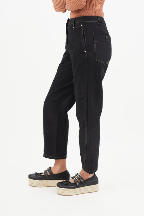 Lemaire Black Contrast Stitch Denim Jeans