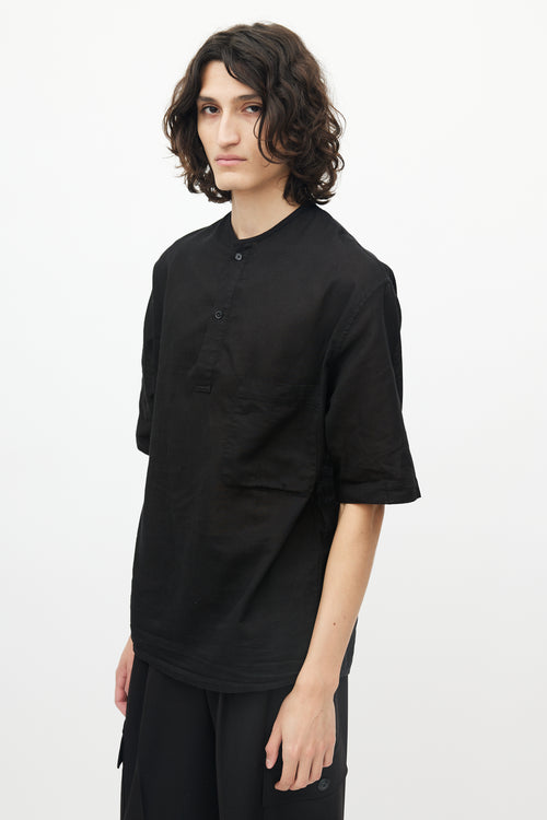 Lemaire Black Single Pocket Cotton Henley Shirt