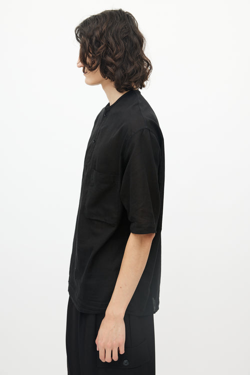 Lemaire Black Single Pocket Cotton Henley Shirt