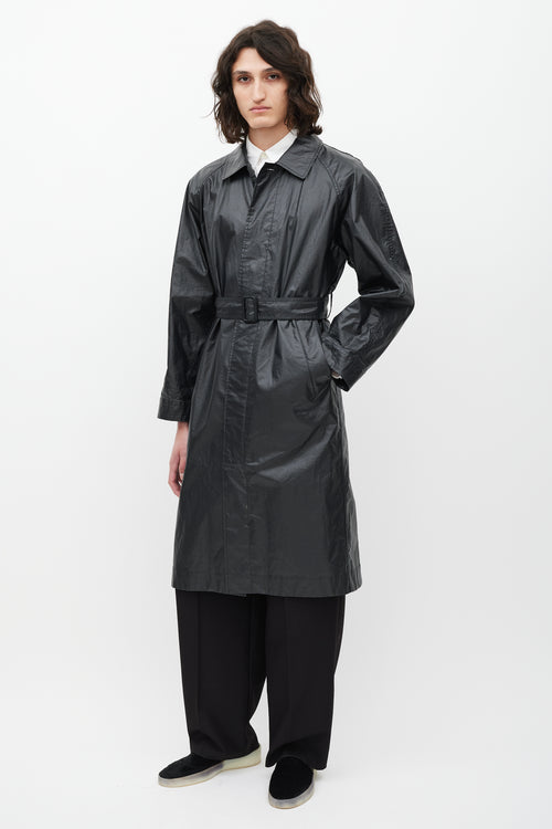 Lemaire Black Waxed Cotton Trench Coat