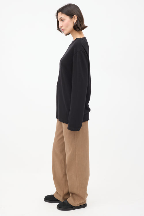 Lemaire Black Wool Long Sleeve T-Shirt