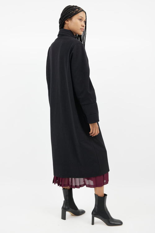 Lemaire Black Wool Shawl Collar Coat