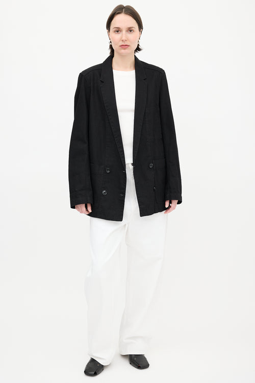 Lemaire Black Denim Double Breasted Blazer