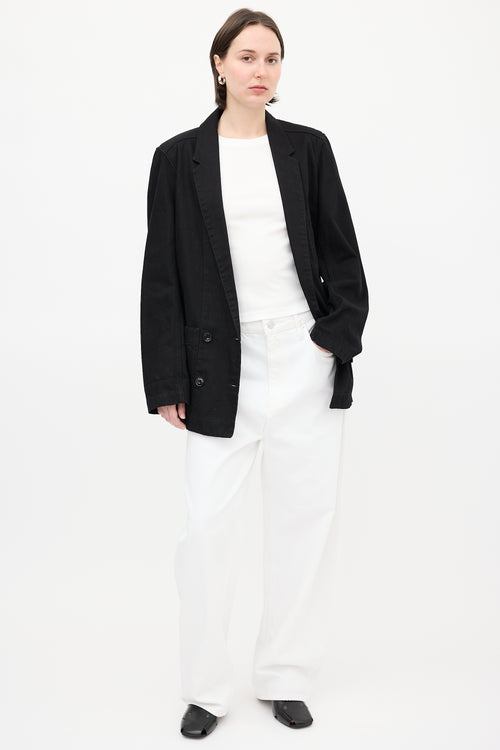 Lemaire Black Denim Double Breasted Blazer