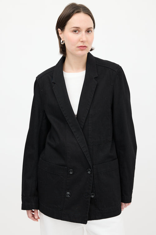 Lemaire Black Denim Double Breasted Blazer