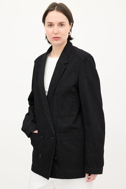 Lemaire Black Denim Double Breasted Blazer