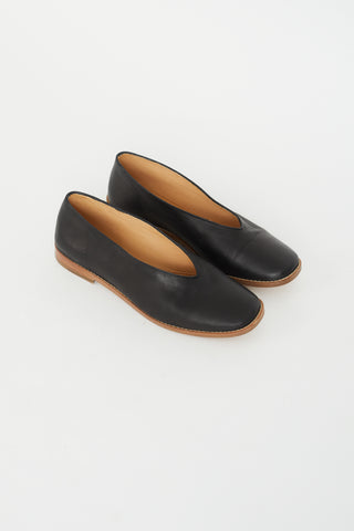 Lemaire Black Leather Slip On Flat