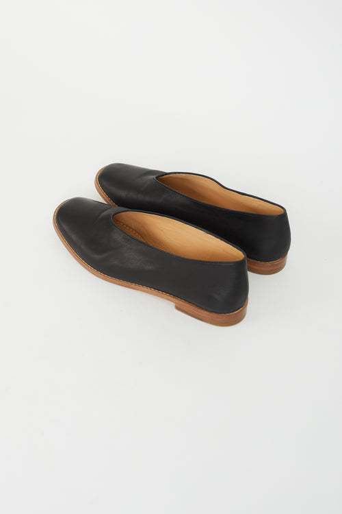 Lemaire Black Leather Slip On Flat