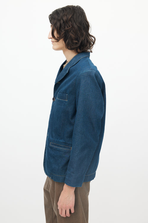 Lemaire Blue Denim Four Pocket Blazer