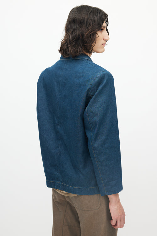 Lemaire Blue Denim Four Pocket Blazer