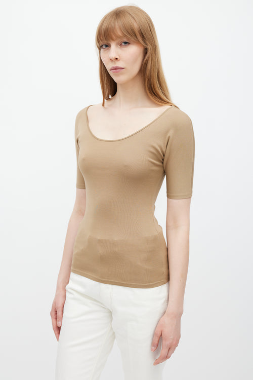 Lemaire Brown Cotton Second Skin T-Shirt