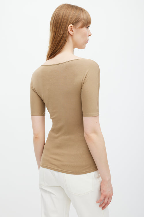 Lemaire Brown Cotton Second Skin T-Shirt