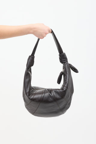 Lemaire Brown Leather Fortune Croissant Bag