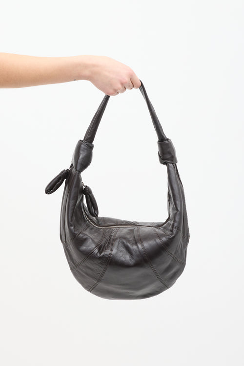 Lemaire Brown Leather Fortune Croissant Bag