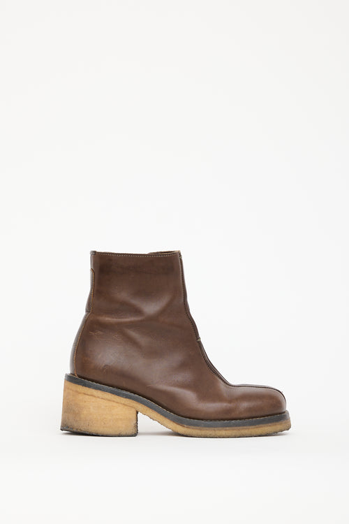 Lemaire Brown Leather Piped Boot