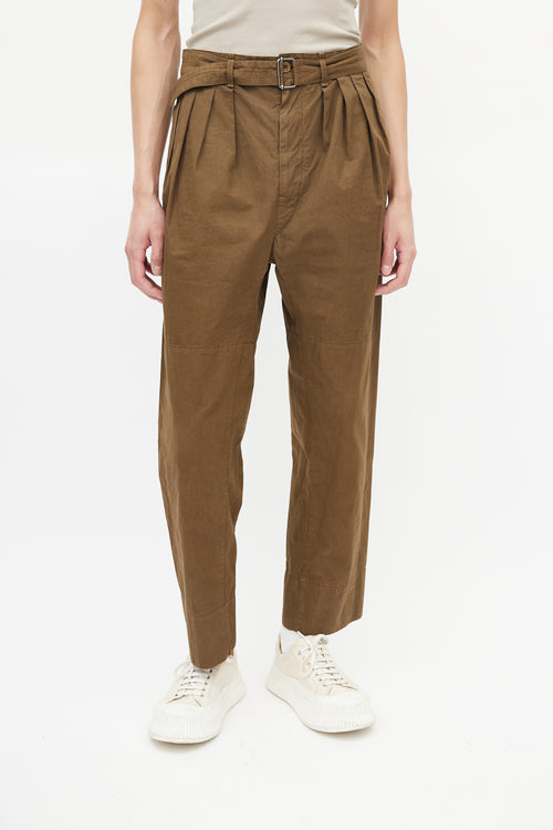 Lemaire Brown Pleated Belted Trouser