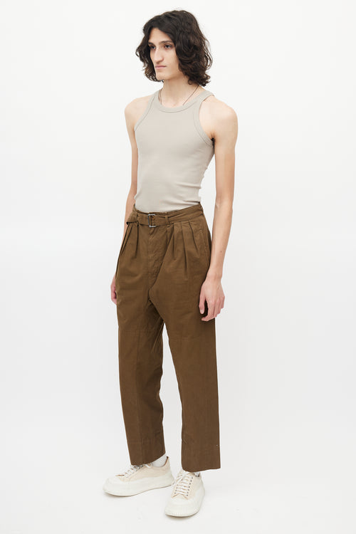 Lemaire Brown Pleated Belted Trouser