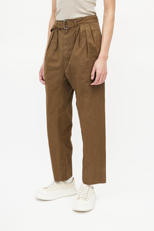 Lemaire Brown Pleated Belted Trouser