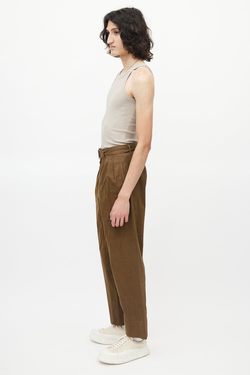 Lemaire Brown Pleated Belted Trouser